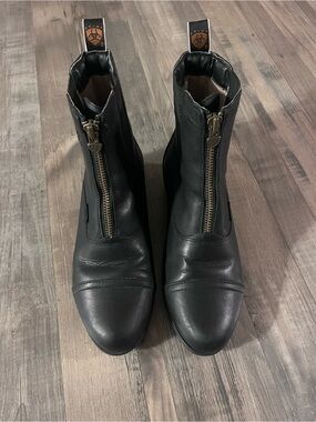 Ariat Black Front-Zip Leather Winter Paddock Boots